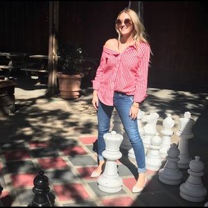 Topshop Off the Shoulder Button Down